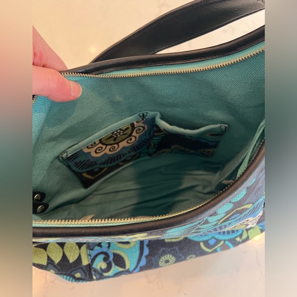 SPARTINA 449 Linen Leather Navy Blue Floral Print Shoulder Tote Bag - Picture 8 of 8